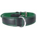 Ace Comfy LEATHER DOG COLLAR Padded And lined with soft Lamb's Leather (Forest Green Lining).